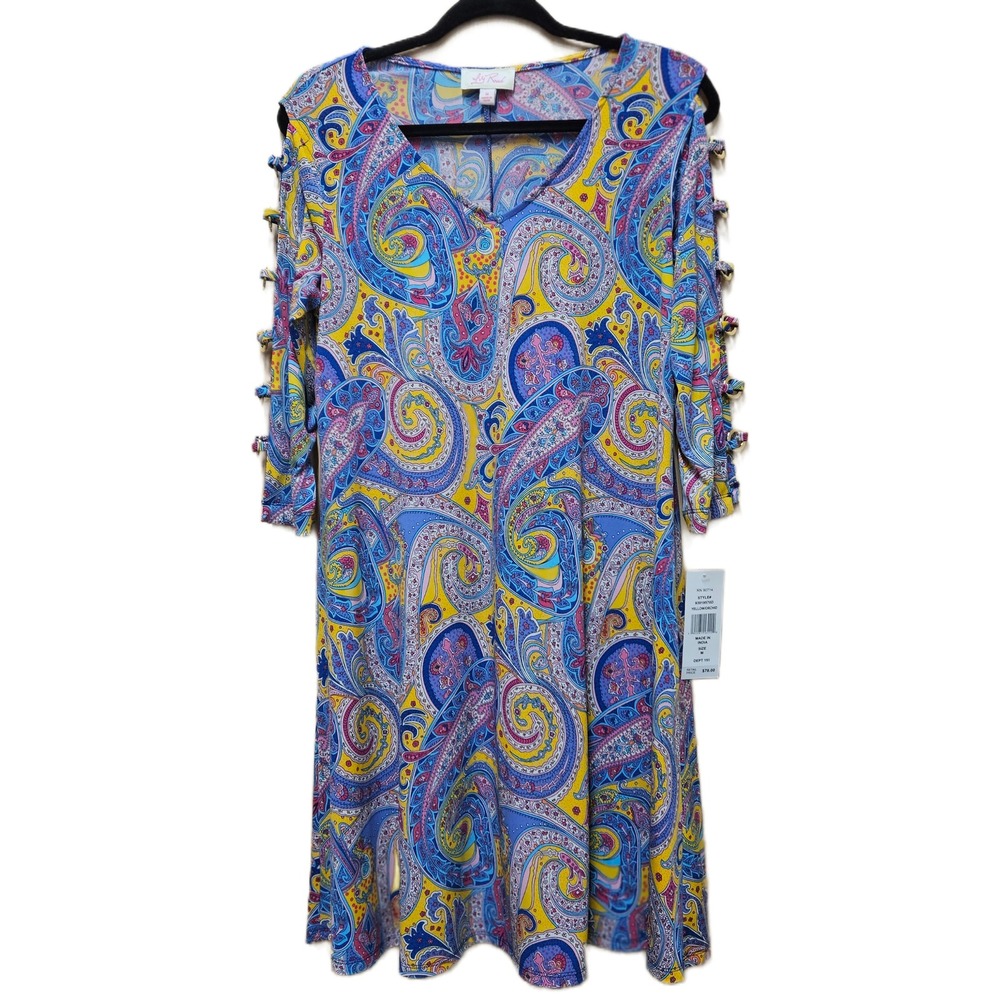 NWT Ivy Road Multicolor Paisley‎ Cold Shoulder Knee Length A-Line Dress Size M